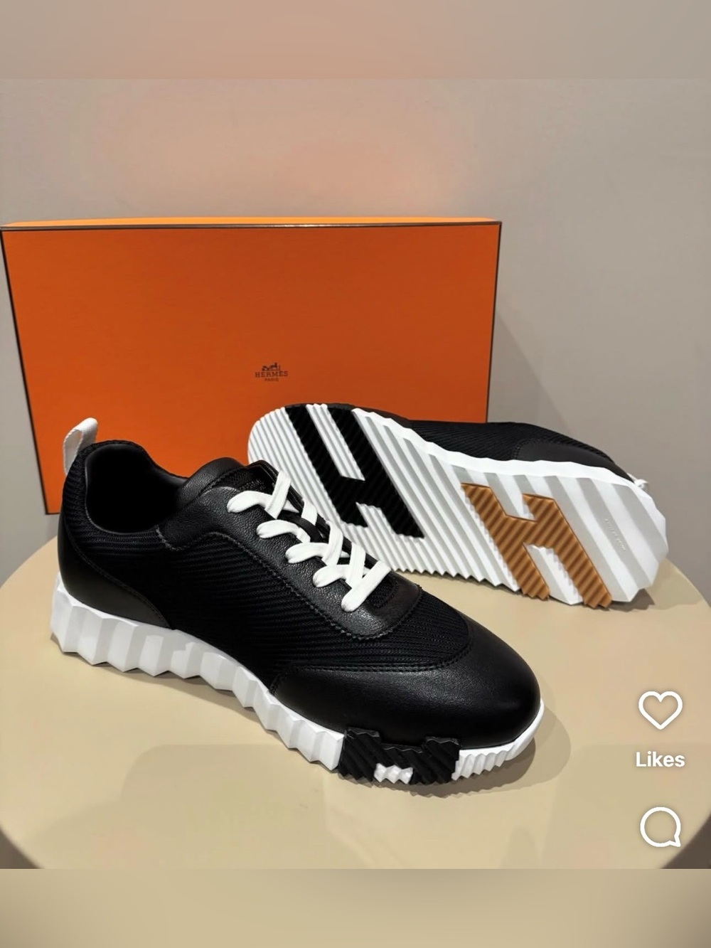 Hermes Black and White Women's Sneakers